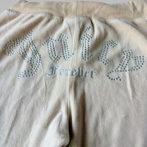 Juicy Couture X Forever 21 Y2K Tan Velour Jogger Sweatpants Rhinestones Small